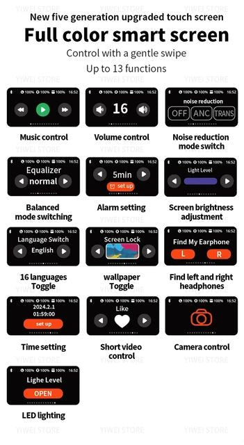 A9 Pro Touch Screen EarBuds – ANC Wireless Earbuds With Bluetooth 5.0, LCD Display