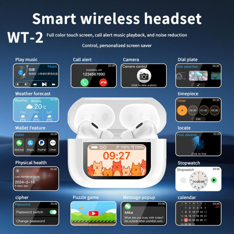 A9 Pro Touch Screen EarBuds – ANC Wireless Earbuds With Bluetooth 5.0, LCD Display