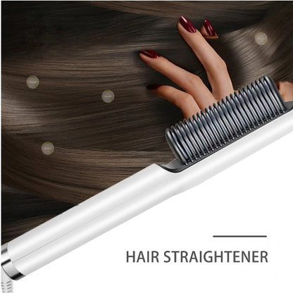 2-in-1 Hair Curler & Straightener Brush – Smooth, Frizz-Free Styling