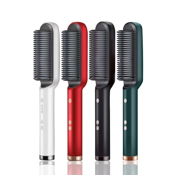 2-in-1 Hair Curler & Straightener Brush – Smooth, Frizz-Free Styling