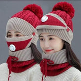 3 Pcs Ladies Wool Cap Set Collection