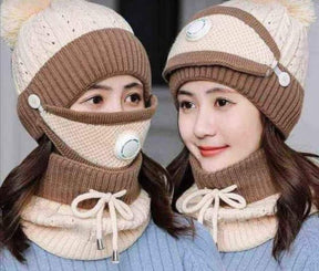 3 Pcs Ladies Wool Cap Set Collection