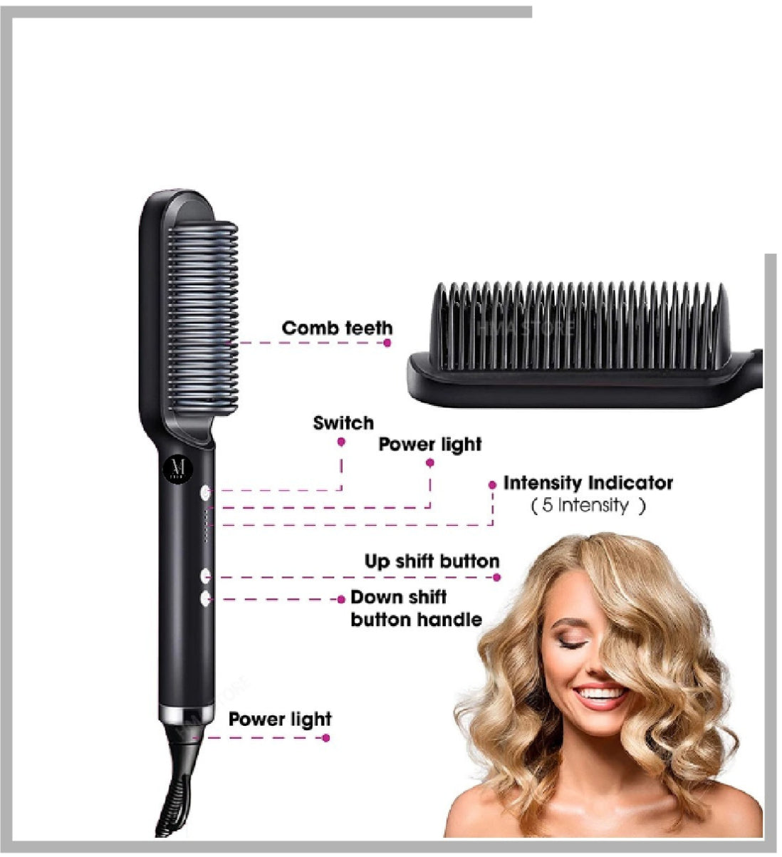 2-in-1 Hair Curler & Straightener Brush – Smooth, Frizz-Free Styling