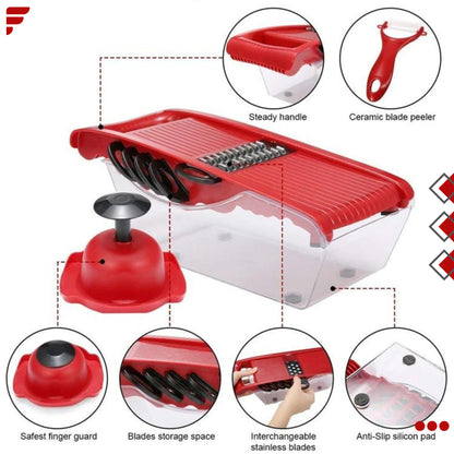 10-in-1 Mandoline Slicer with Changeable Blades, Grater, Peeler & Storage Box – Premium Kitchen Tool