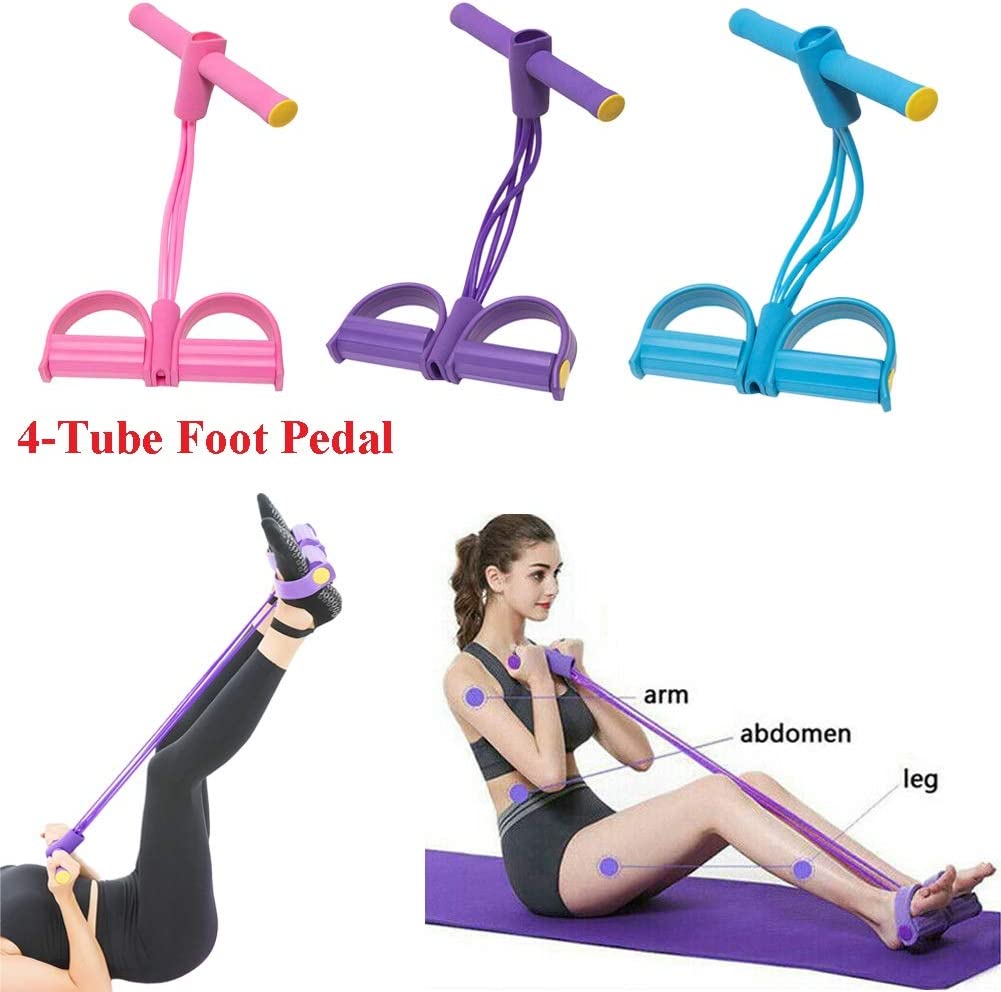 Foot Pedal Resistance Band Elastic Sit-up Pull Rope Yoga Fitness Gym – Elastic Pull Ropes Tummy Trimmer (random Colors)