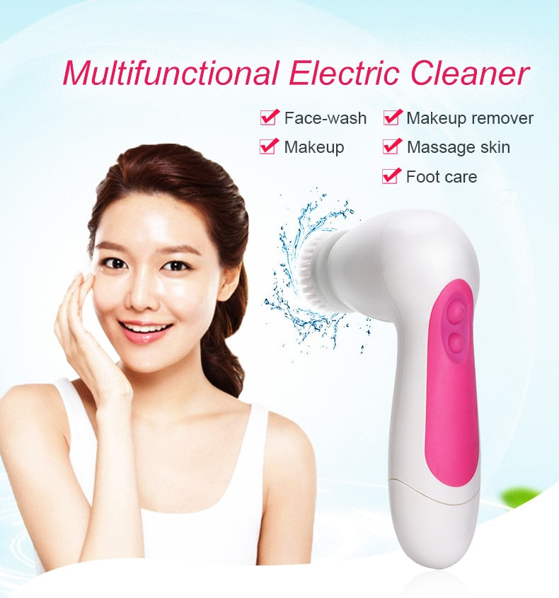 Electric Facial Cleanser Wash Face Cleaning Machine Skin Pore Cleaner Wash Machine Spa Blackhead Cleaning Facial Cleanser 5 In 1