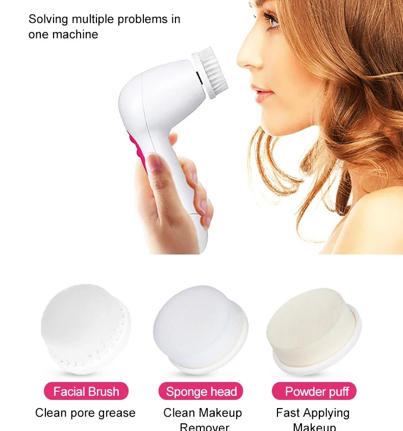 Electric Facial Cleanser Wash Face Cleaning Machine Skin Pore Cleaner Wash Machine Spa Blackhead Cleaning Facial Cleanser 5 In 1