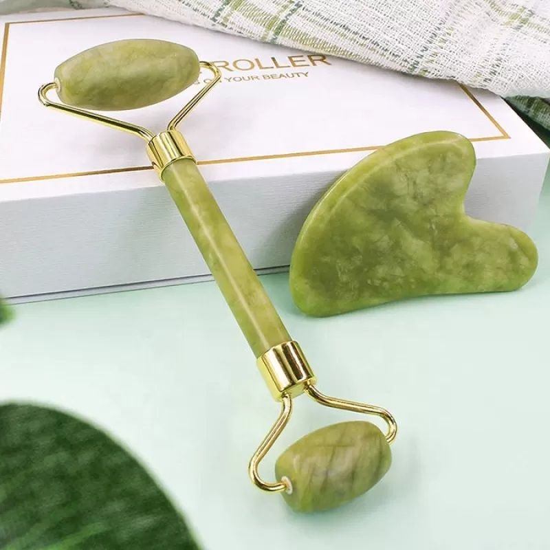 Jade Roller And Gua Sha Anti Aging Natural Stone (Face Massager)